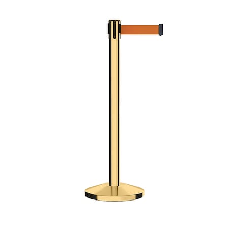 Montour Line Stanchion Belt Barrier Pol.Brass Post 13ft. Orange Belt ES400-PB-OR-130